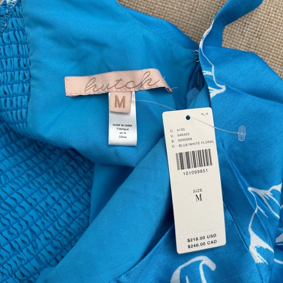 NWT Hutch Anthropologie Sleeveless Back-Bow Basque-Waist Mini Dress Blue Floral - Picture 2 of 8